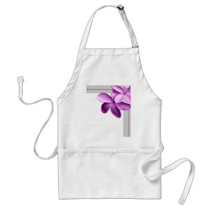 Grå färg- och auberginePlumeria Förkläde
