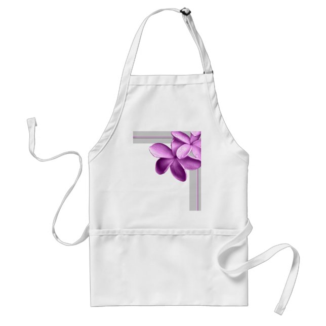 Grå färg- och auberginePlumeria Förkläde (Framsidan)