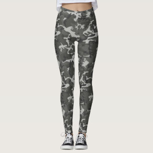Grå färg och svart Camo strumpbyxor Leggings