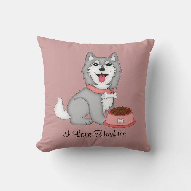 Grå färg- och vitHusky (flickan) Kudde (Framsida)