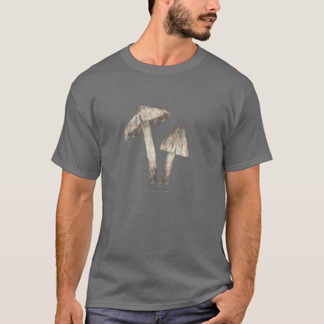 Grå färg plocka svamp mörka utslagsplatser t shirt (Framsida)