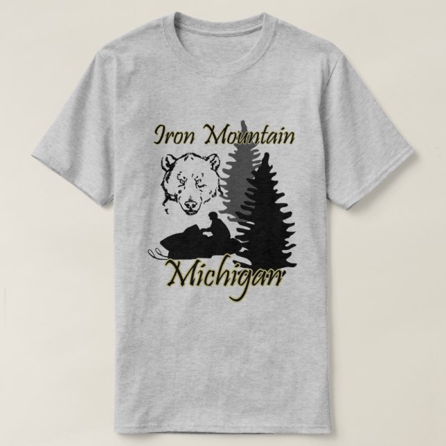 Grå färg SS för björn för järnbergMichigan T-shirt (Design framsida)