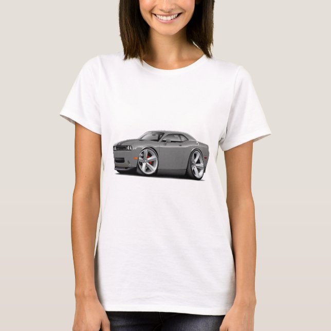 Grå färg-Svart för utmanare SRT8 bil Tee Shirt (Framsida)