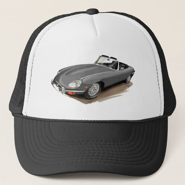 Grå färgbil för jaguar XKE Truckerkeps (Framsida)