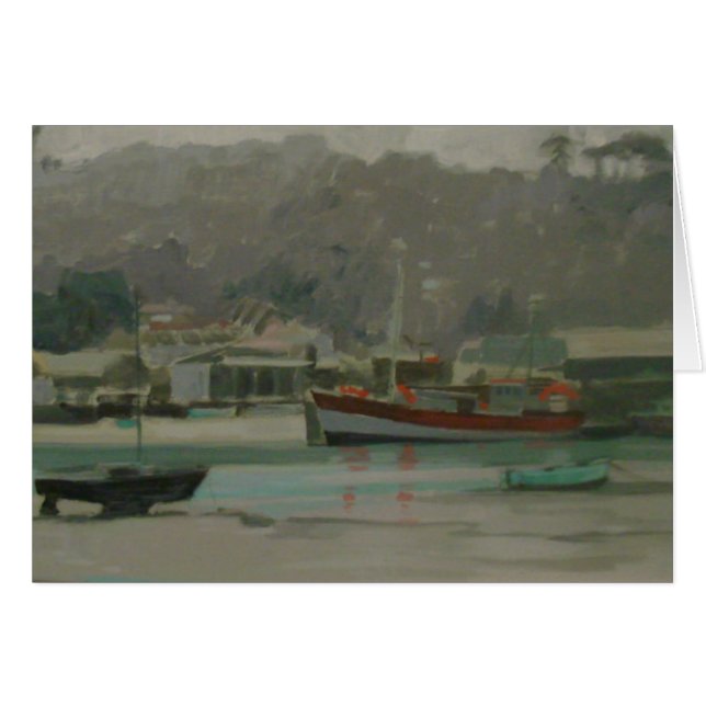 Grå färgdagfiskare kaj hälsningskort (Framsidan Horizontal)