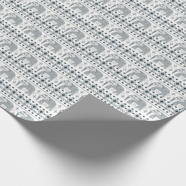 Grå färgelefantdesign som slår in papper presentpapper (Hörn)