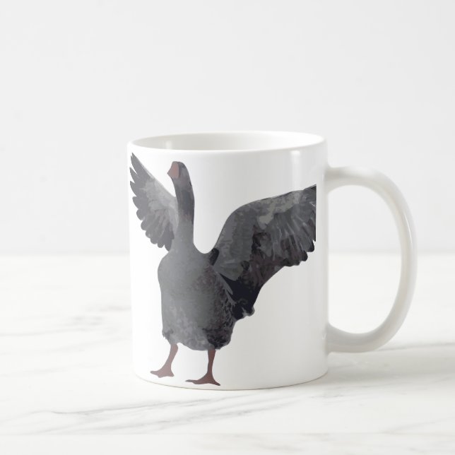 Grå färggås på muggen kaffemugg (Höger)
