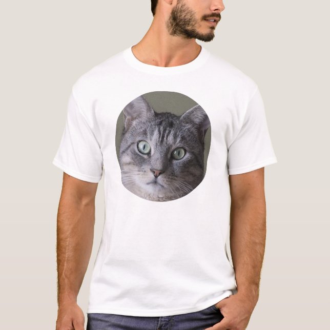 grå färgkatt tee shirt (Framsida)