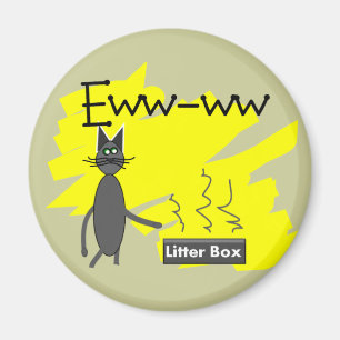 Grå färgkattkonst--Uppsluppen Stinky kull boxas Magnet