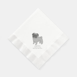 Grå färgmopshund design pappersservett