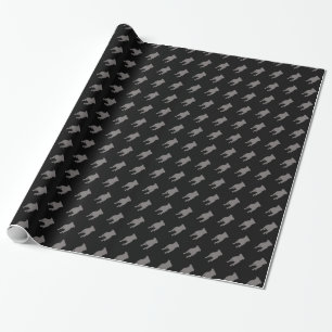 Grå färgmopsSilhouettes på svart bakgrund Presentpapper
