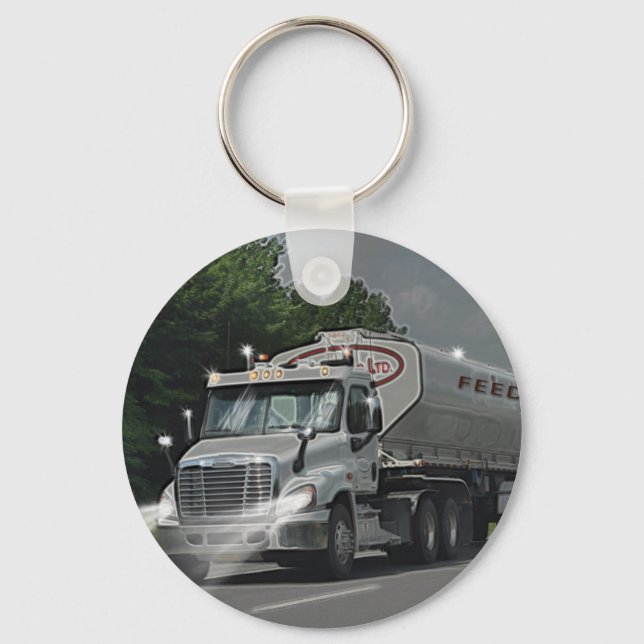 Grå färgnötkreatur matar Cisternlastbilen för Nyckelring (Framsida)