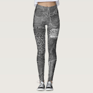 Grå färgPatchworkskog Leggings