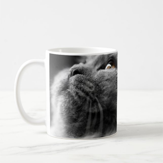 Grå färgperserkatt kaffemugg (Vänster)