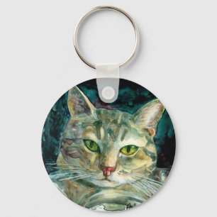 Grå färgtabby katt Keychain Nyckelring