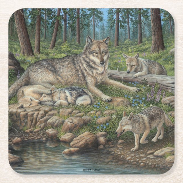 Grå färgvarger underlägg papper kvadrat (Framsidan)