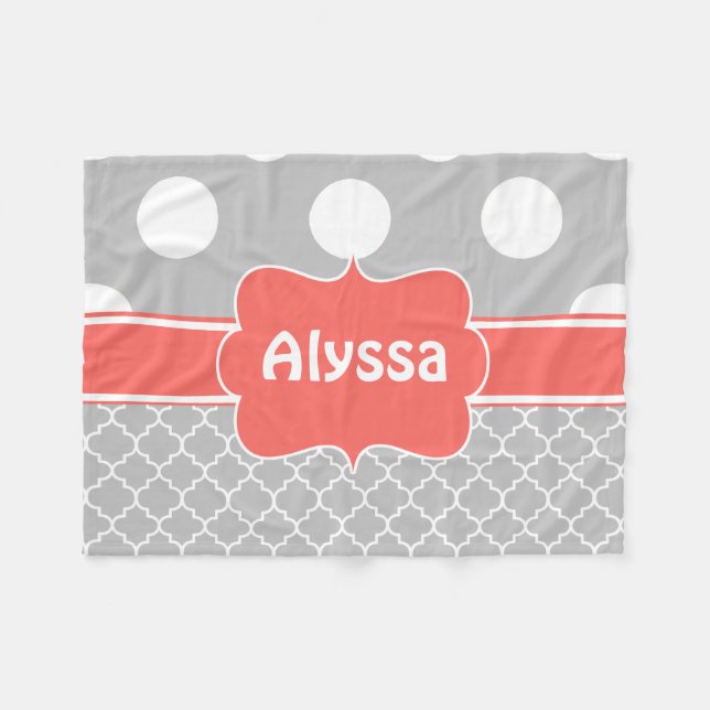 Grå filt för korallQuatrefoil Monogram (Framsidan (Horisontell))