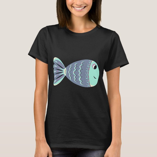 Grå fisk klipp konst Doodle T Shirt (Framsida)