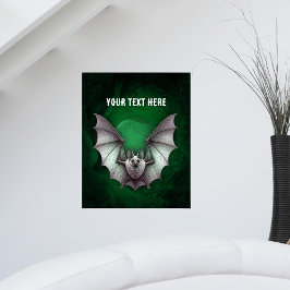 Grå fladdermusvingar sprider spöklik svart grön gr poster