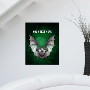Grå fladdermusvingar sprider spöklik svart grön gr poster