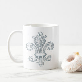 Grå Fleur de Lis design på vit Kaffemugg