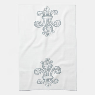 Grå Fleur de Lis kökshandduk