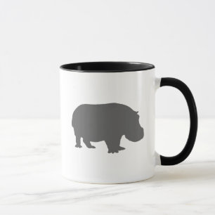 Grå flodhäst siluett mugg