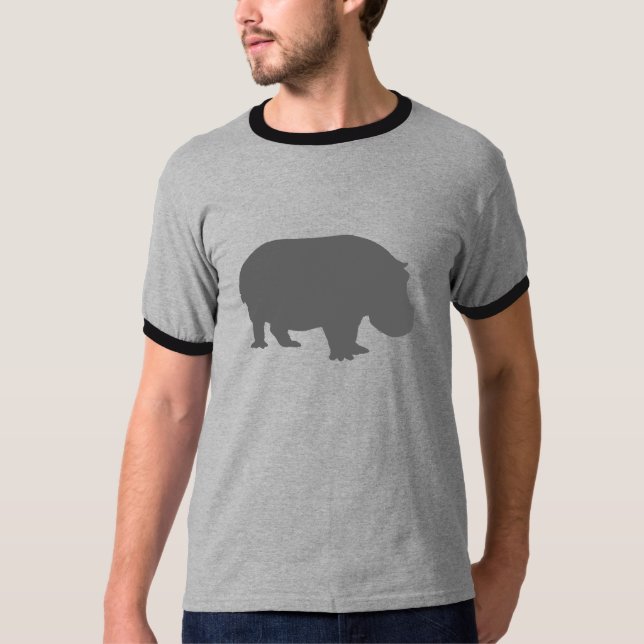 Grå flodhäst siluett tee shirt (Framsida)