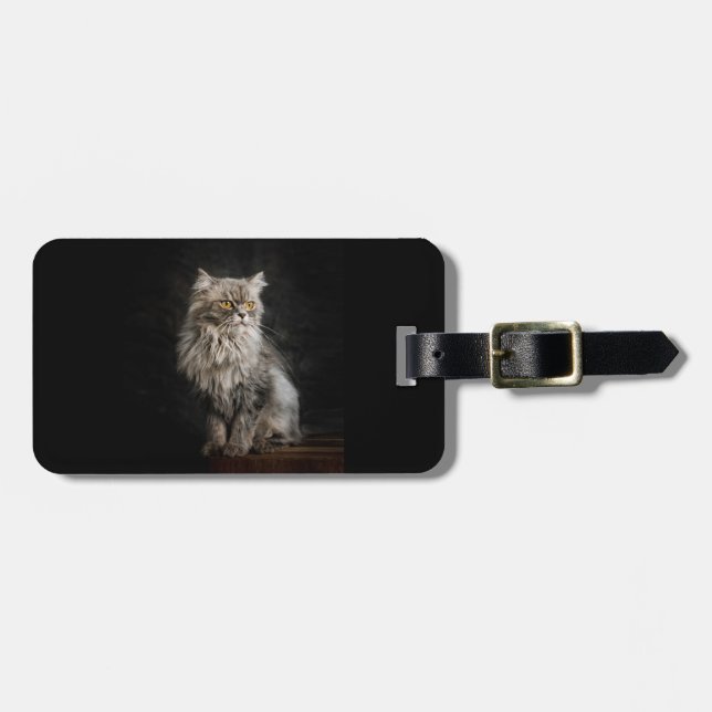 Grå Fluffig Katt  Bagagebricka (Horisontell Framsida)