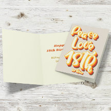 Grå Fred Kärlek Retro Groovy 18-års Födelsedag