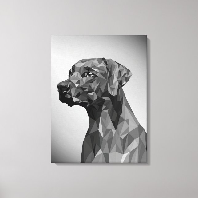 Grå geometrisk hund  canvastryck (Framsida)