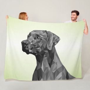 Grå Geometrisk Hund Grön Fleecefilt