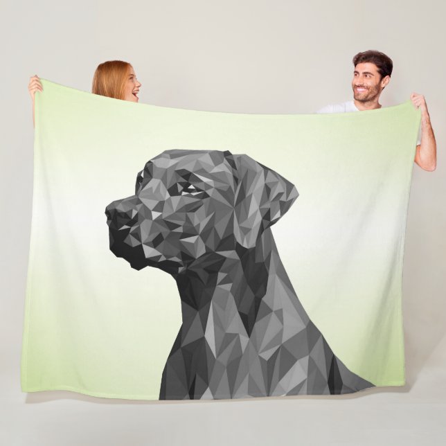 Grå Geometrisk Hund Grön Fleecefilt (På plats)