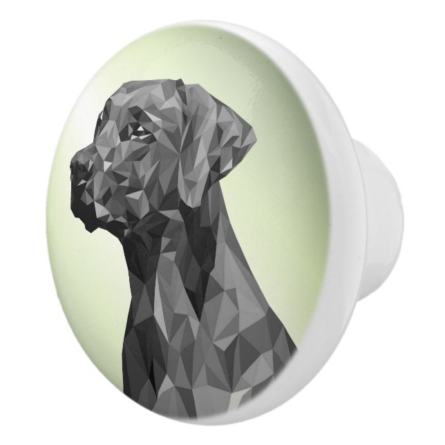 Grå geometrisk hund grön knopp (Höger)