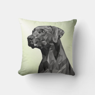 Grå geometrisk hund grön kudde