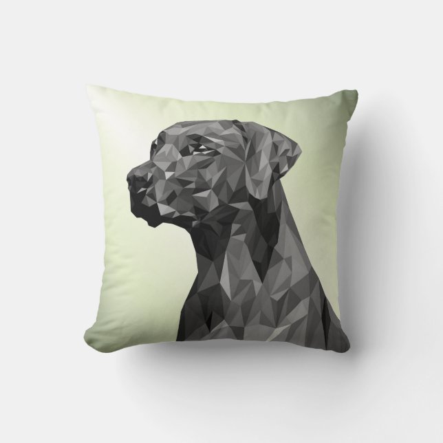 Grå geometrisk hund grön kudde (Framsida)