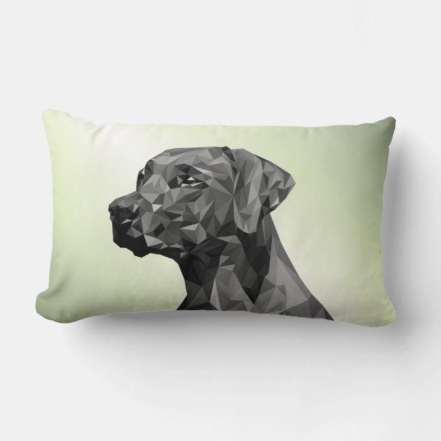 Grå Geometrisk Hund Grön Lumbarkudde (Framsida)