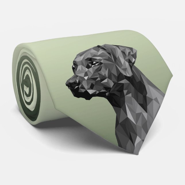Grå geometrisk hund grön slips (Rullad)
