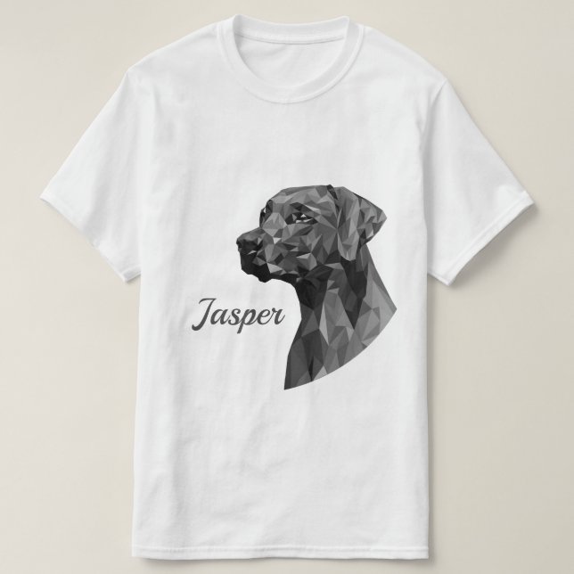 Grå Geometrisk Hund Lägg till Namn T Shirt (Design framsida)