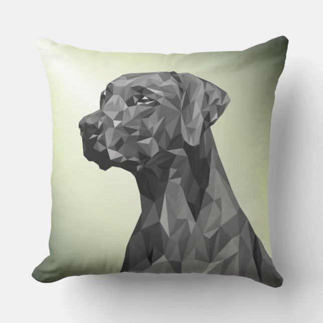 Grå geometrisk hund på grön bakgrund kudde (Framsida)