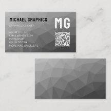 Grå geometrisk mesh-mönster QR-kod Monogram