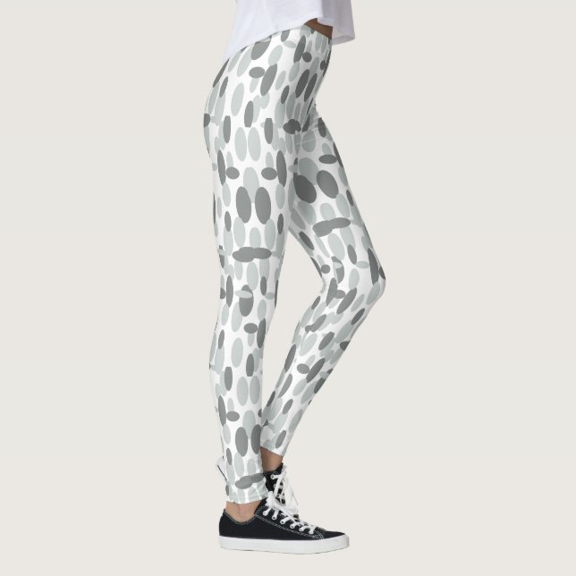 Grå glada ovala fläckmönstrade leggings (Höger)