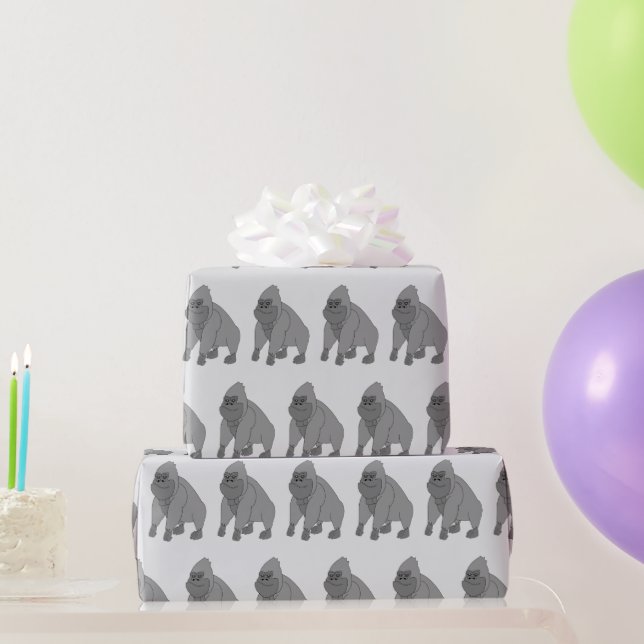 Grå Gorilla Design Bakgrund i valfri färg Presentpapper (Festgåvor)