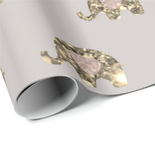 Grå grå färgPrincess Elefant Faux Guld Behandla Presentpapper