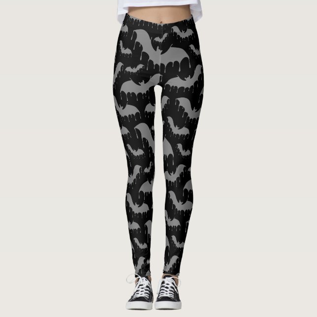 Grå Grå Fladdermöss Moth Nu Gothisk Alternativ Leggings (Framsida)