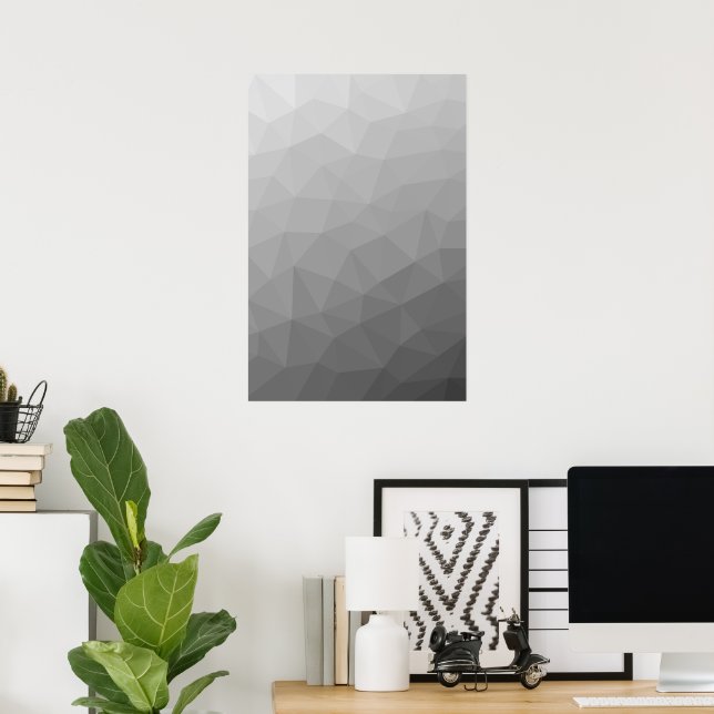 Grå Gradient Geometriskt Nätmönster Poster (Hemmakontoret)