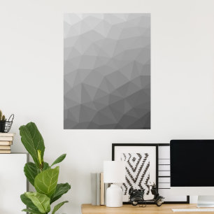 Grå Gradient Geometriskt Nätmönster Poster