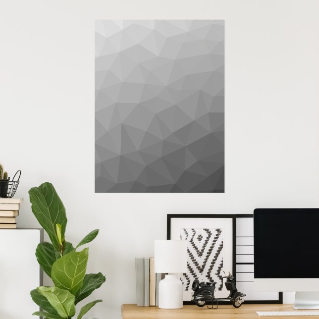 Grå Gradient Geometriskt Nätmönster Poster (Hemmakontoret)