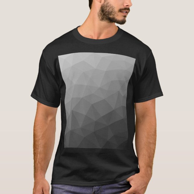 Grå Gradient Geometriskt Nätmönster T Shirt (Framsida)