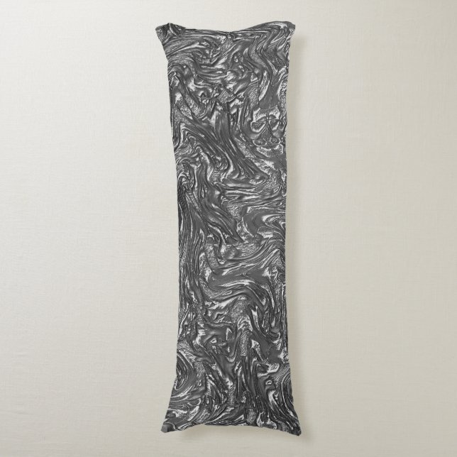 Grå grafit böjd grov textur kroppskudde (Framsidan Vertikal)